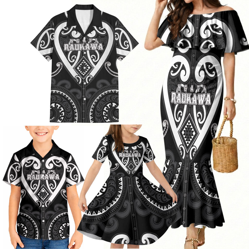 Custom Aotearoa Ngati Raukawa Family Matching Mermaid Dress and Hawaiian Shirt Maori Tribal Pattern