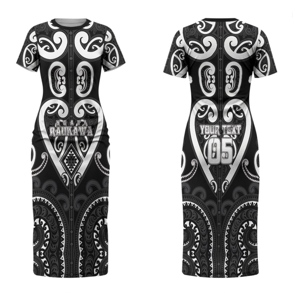 Custom Aotearoa Ngati Raukawa Family Matching Short Sleeve Bodycon Dress and Hawaiian Shirt Maori Tribal Pattern