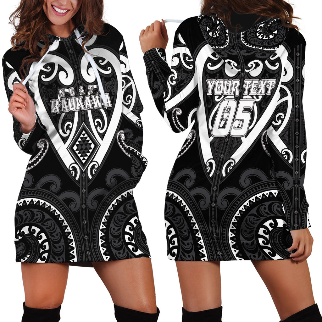 Custom Aotearoa Ngati Raukawa Hoodie Dress Maori Tribal Pattern