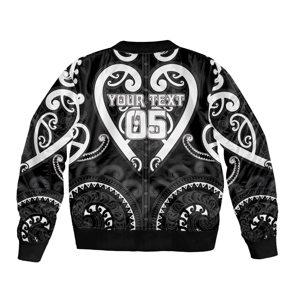 Custom Aotearoa Ngati Raukawa Sleeve Zip Bomber Jacket Maori Tribal Pattern
