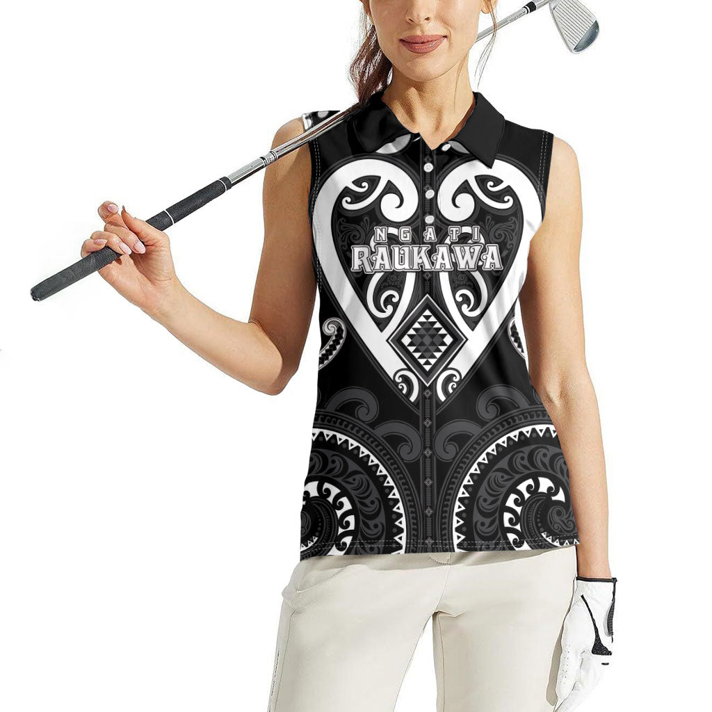 Custom Aotearoa Ngati Raukawa Women Sleeveless Polo Shirt Maori Tribal Pattern
