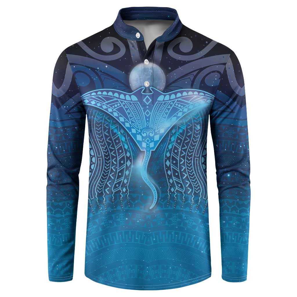 Polynesia Manta Ray Button Sweatshirt Let's The Sea Set You Free - Polynesian Pride