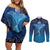Polynesia Manta Ray Couples Matching Off Shoulder Short Dress and Long Sleeve Button Shirt Let's The Sea Set You Free - Polynesian Pride