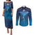 Polynesia Manta Ray Couples Matching Puletasi and Long Sleeve Button Shirt Let's The Sea Set You Free - Polynesian Pride