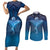 Polynesia Manta Ray Couples Matching Short Sleeve Bodycon Dress and Long Sleeve Button Shirt Let's The Sea Set You Free - Polynesian Pride