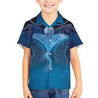 Polynesia Manta Ray Family Matching Off Shoulder Short Dress and Hawaiian Shirt Let's The Sea Set You Free LT05 Son's Shirt Blue - Polynesian Pride
