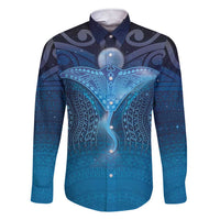 Polynesia Manta Ray Family Matching Short Sleeve Bodycon Dress and Hawaiian Shirt Let's The Sea Set You Free - Polynesian Pride