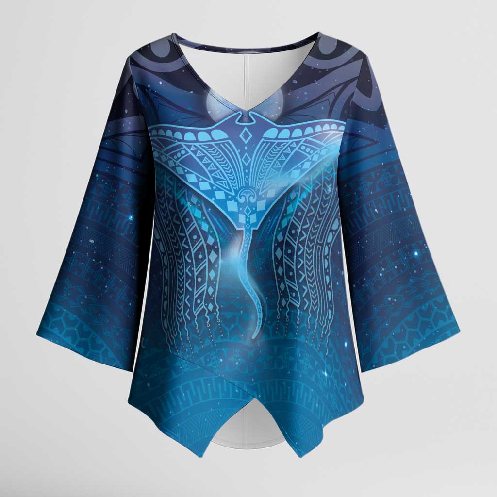 Polynesia Manta Ray Kimono Sleeve Blouse Let's The Sea Set You Free - Polynesian Pride