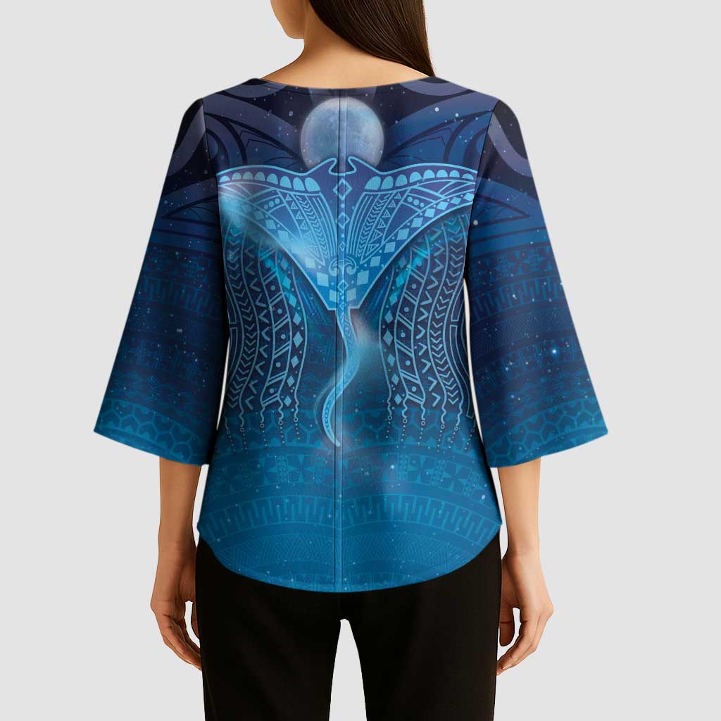 Polynesia Manta Ray Kimono Sleeve Blouse Let's The Sea Set You Free - Polynesian Pride