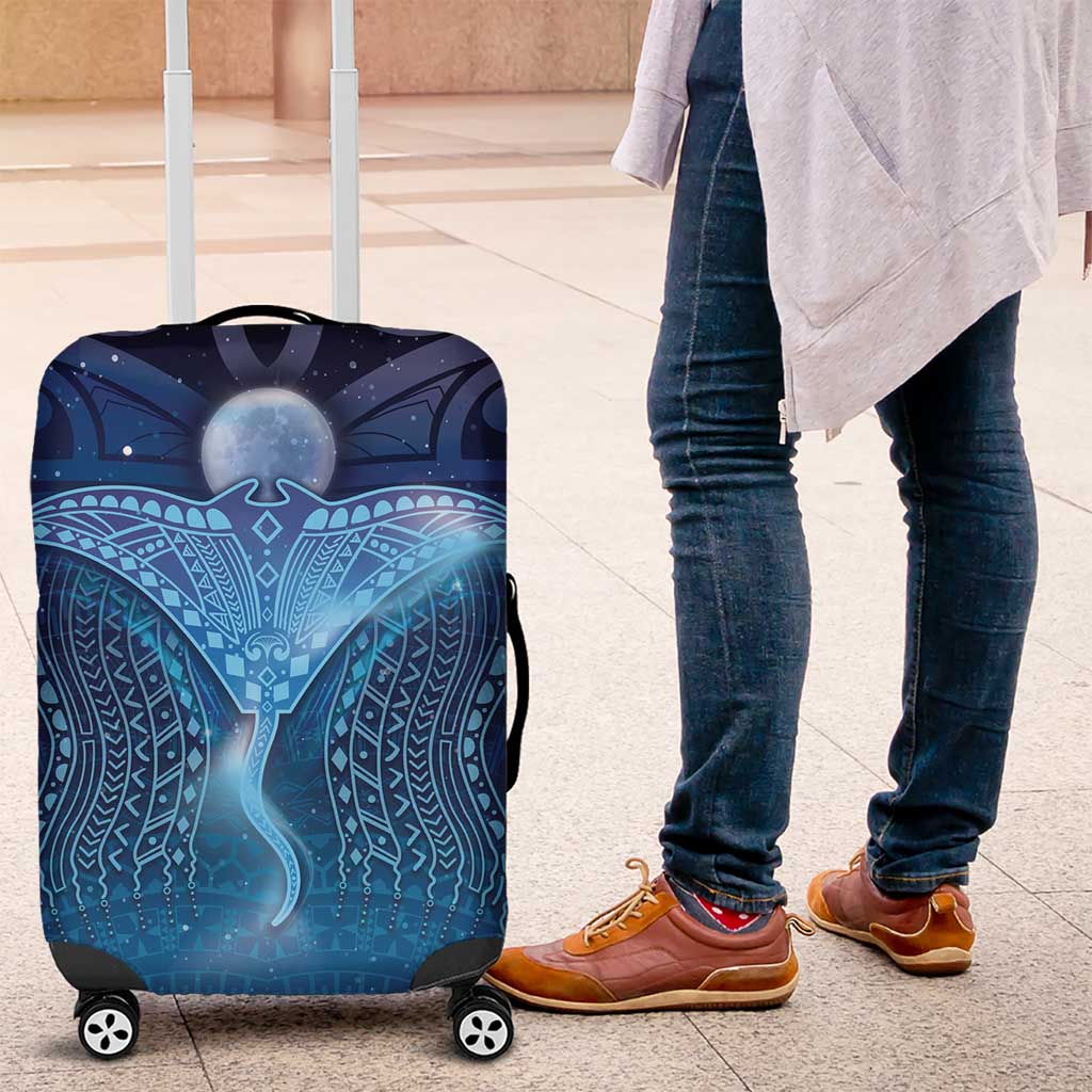 Polynesia Manta Ray Luggage Cover Let's The Sea Set You Free LT05 Blue - Polynesian Pride