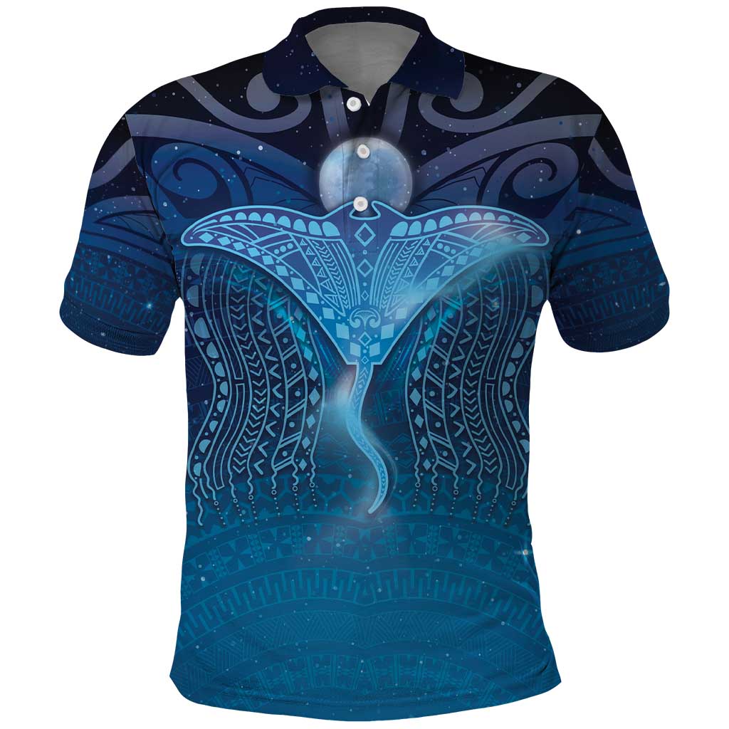 Polynesia Manta Ray Polo Shirt Let's The Sea Set You Free - Polynesian Pride