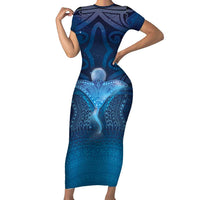 Polynesia Manta Ray Short Sleeve Bodycon Dress Let's The Sea Set You Free - Polynesian Pride