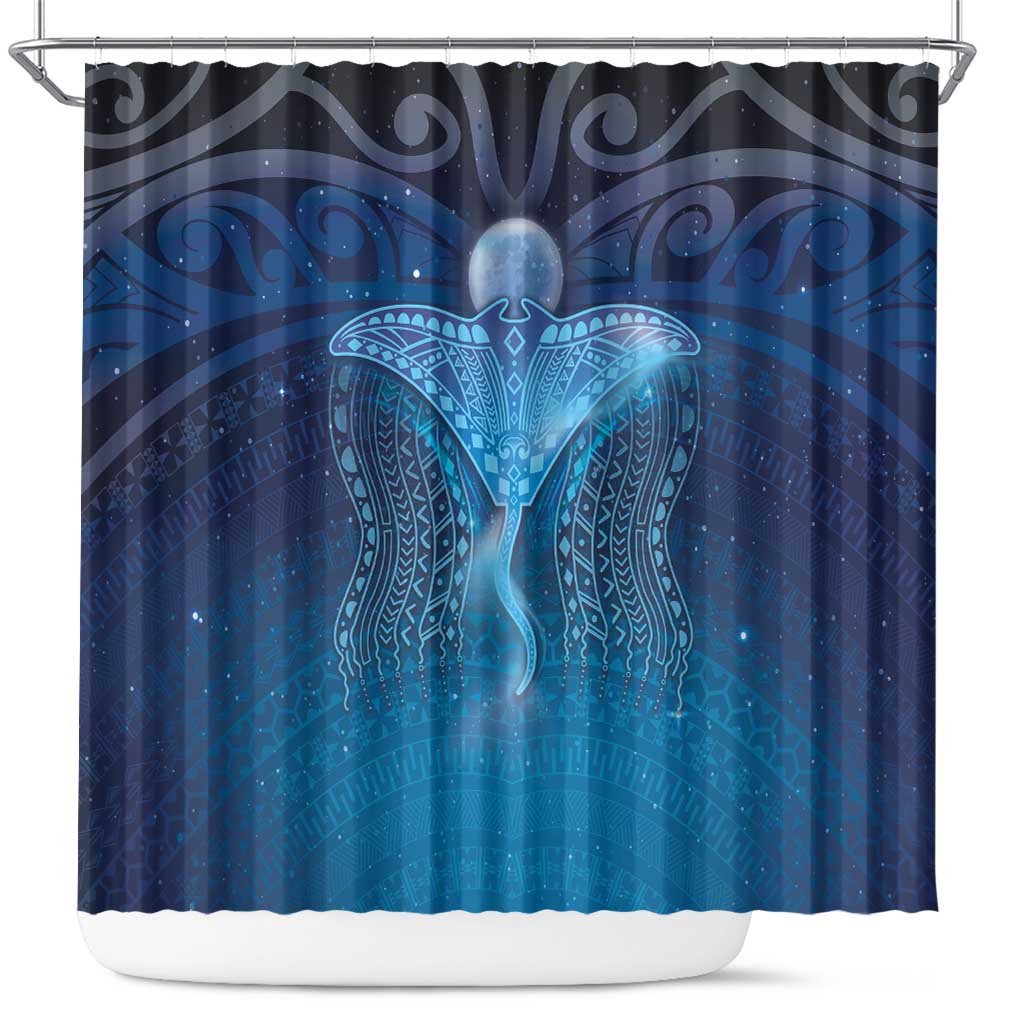 Polynesia Manta Ray Shower Curtain Let's The Sea Set You Free LT05 Blue - Polynesian Pride