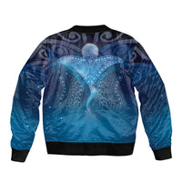 Polynesia Manta Ray Sleeve Zip Bomber Jacket Let's The Sea Set You Free - Polynesian Pride
