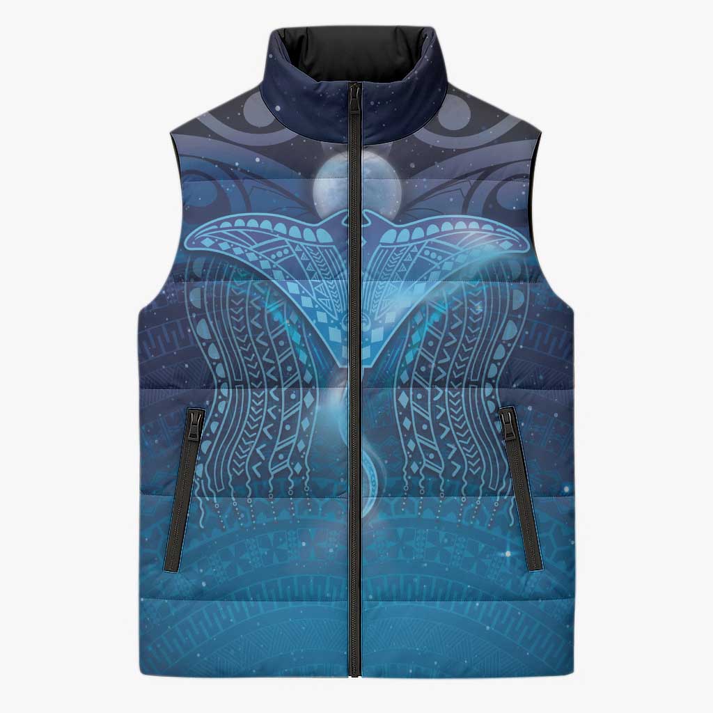 Polynesia Manta Ray Sleeveless Puffer Jacket Let's The Sea Set You Free - Polynesian Pride