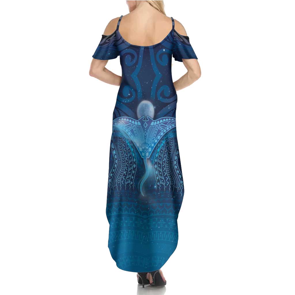 Polynesia Manta Ray Summer Maxi Dress Let's The Sea Set You Free - Polynesian Pride