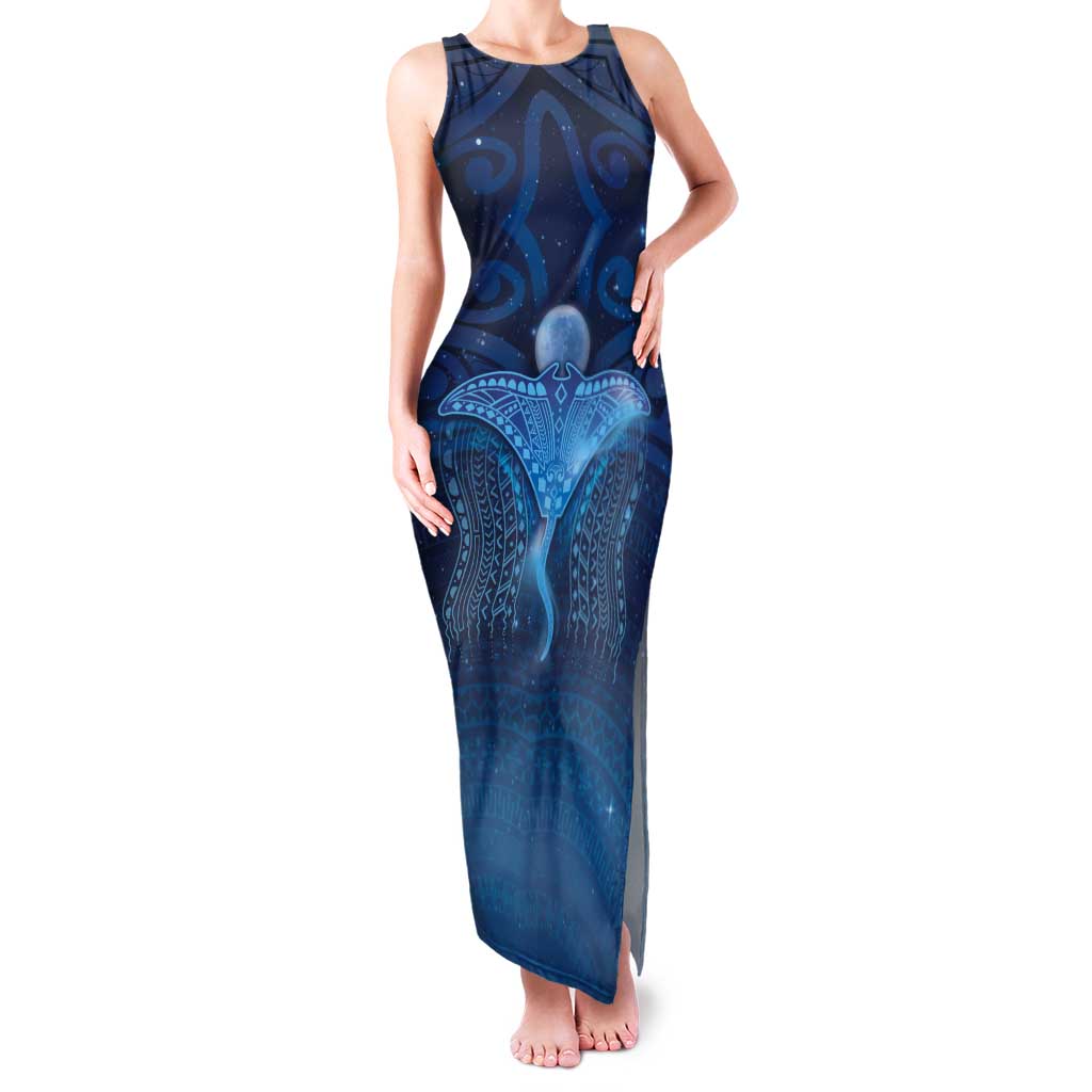 Polynesia Manta Ray Tank Maxi Dress Let's The Sea Set You Free - Polynesian Pride