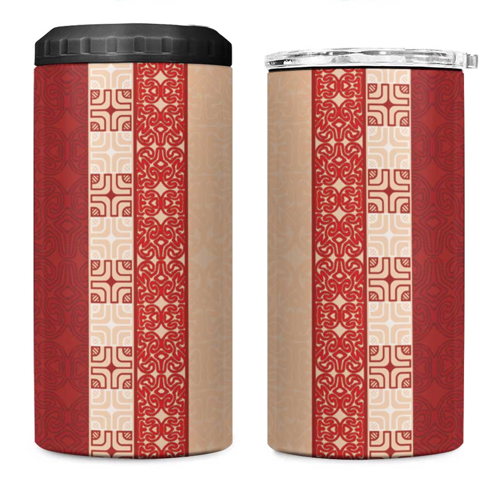 Papua New Guinea 4 in 1 Can Cooler Tumbler Oro Tapa Pattern LT05 One Size: 16 oz Beige - Polynesian Pride