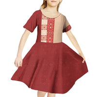 Papua New Guinea Kid Short Sleeve Dress Oro Tapa Pattern