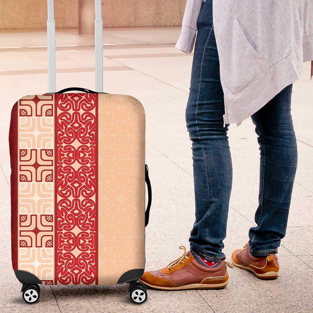 Papua New Guinea Luggage Cover Oro Tapa Pattern LT05 Beige - Polynesian Pride