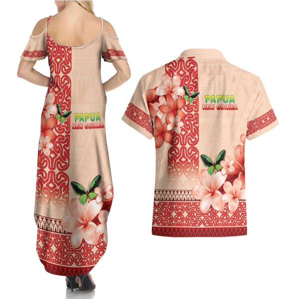 Custom Papua New Guinea East New Britain Province Couples Matching Summer Maxi Dress and Hawaiian Shirt PNG Birds Of Paradise Polynesian Arty Style LT03 main image 1