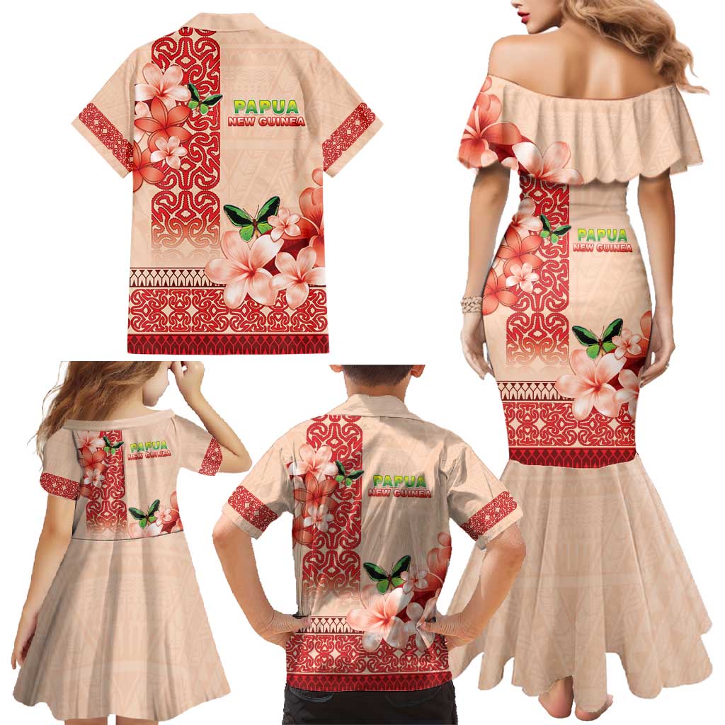 Papua New Guinea Oro Province Family Matching Mermaid Dress and Hawaiian Shirt Oro Birdwing Butterfly