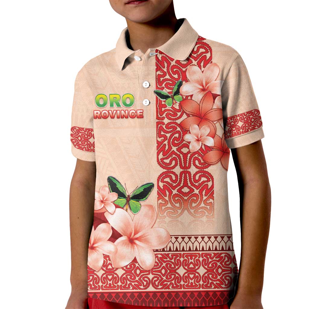 Papua New Guinea Oro Province Kid Polo Shirt Oro Birdwing Butterfly LT05 Kid Beige - Polynesian Pride