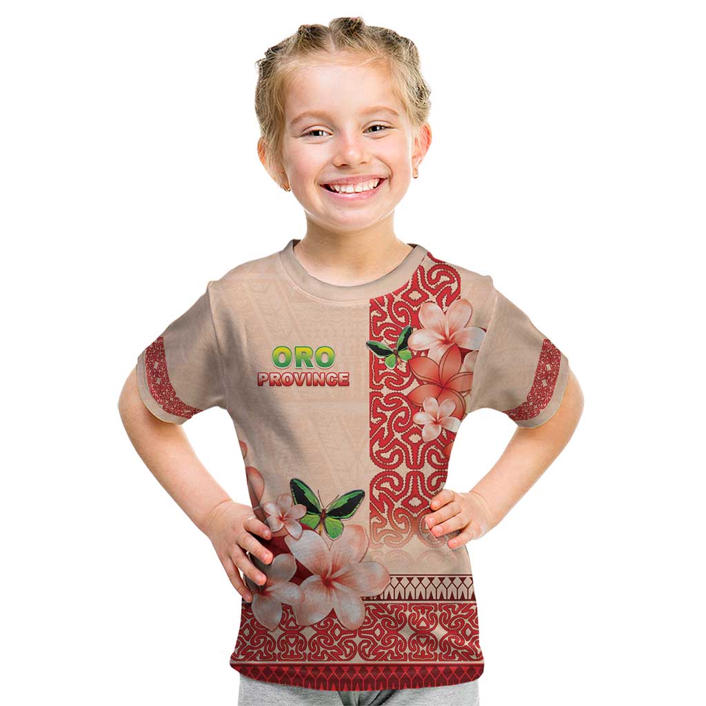 Papua New Guinea Oro Province Kid T Shirt Oro Birdwing Butterfly LT05 Beige - Polynesian Pride