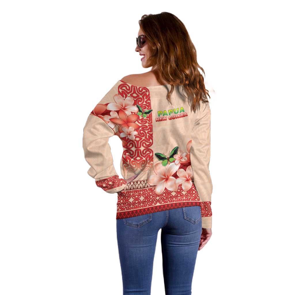 Papua New Guinea Oro Province Off Shoulder Sweater Oro Birdwing Butterfly