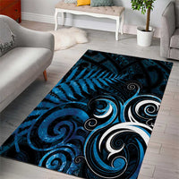 New Zealand Sea Week Area Rug Maori Wave Pattern Ocean Blue