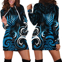 New Zealand Sea Week Hoodie Dress Maori Wave Pattern Ocean Blue LT05 - Polynesian Pride
