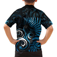 New Zealand Sea Week Kid Hawaiian Shirt Maori Wave Pattern Ocean Blue