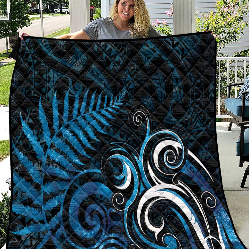 New Zealand Sea Week Quilt Maori Wave Pattern Ocean Blue LT05 Blue - Polynesian Pride
