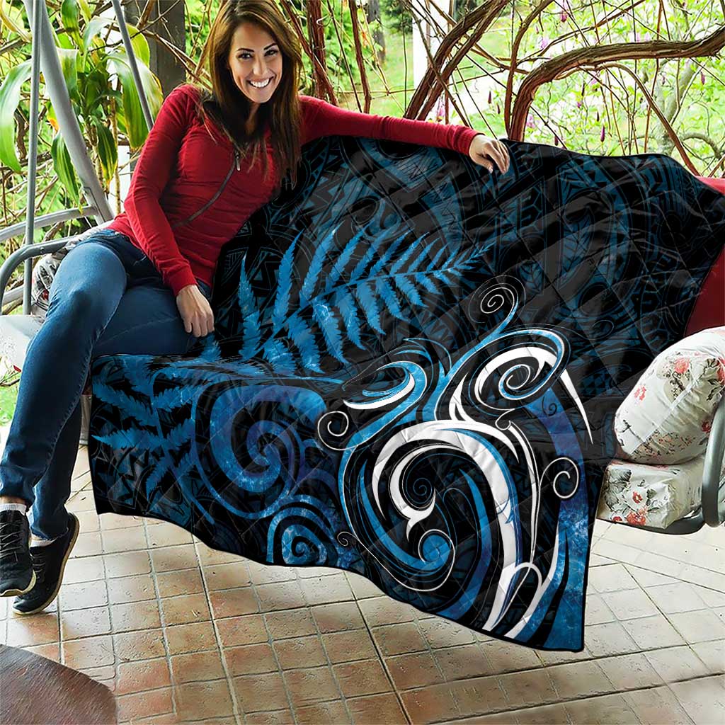 New Zealand Sea Week Quilt Maori Wave Pattern Ocean Blue