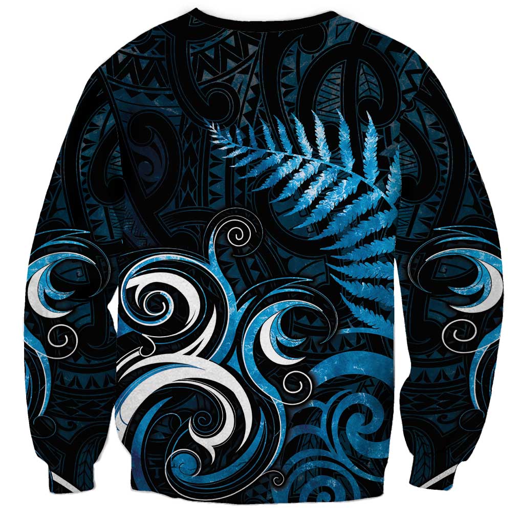 New Zealand Sea Week Sweatshirt Maori Wave Pattern Ocean Blue LT05 - Polynesian Pride