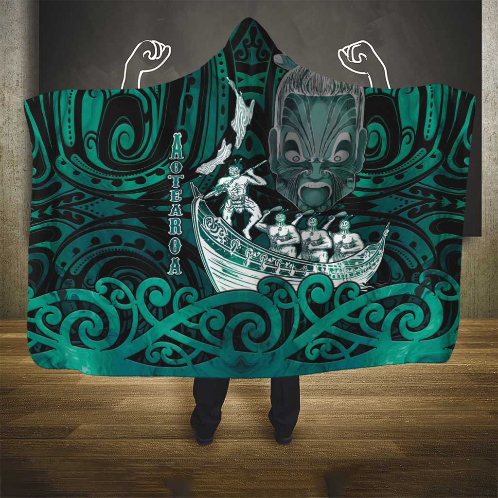 New Zealand Waka Racing Hooded Blanket Maori Warriors
