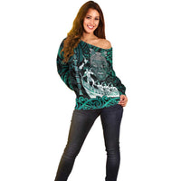 Personalised New Zealand Waka Racing Off Shoulder Sweater Maori Warriors