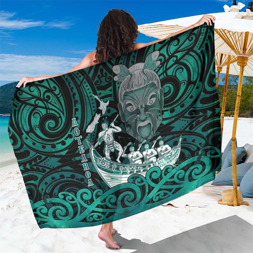 New Zealand Waka Racing Sarong Maori Warriors LT05 One Size 44 x 66 inches Green - Polynesian Pride