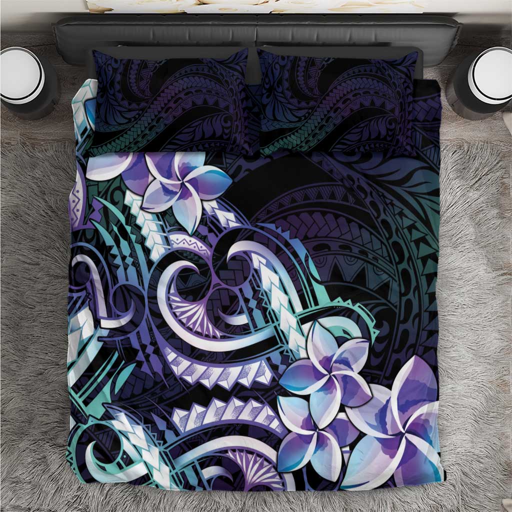 Polynesian Art Tattoo Bedding Set Plumeria Flowers Turquoise Gradient LT05 Turquoise - Polynesian Pride