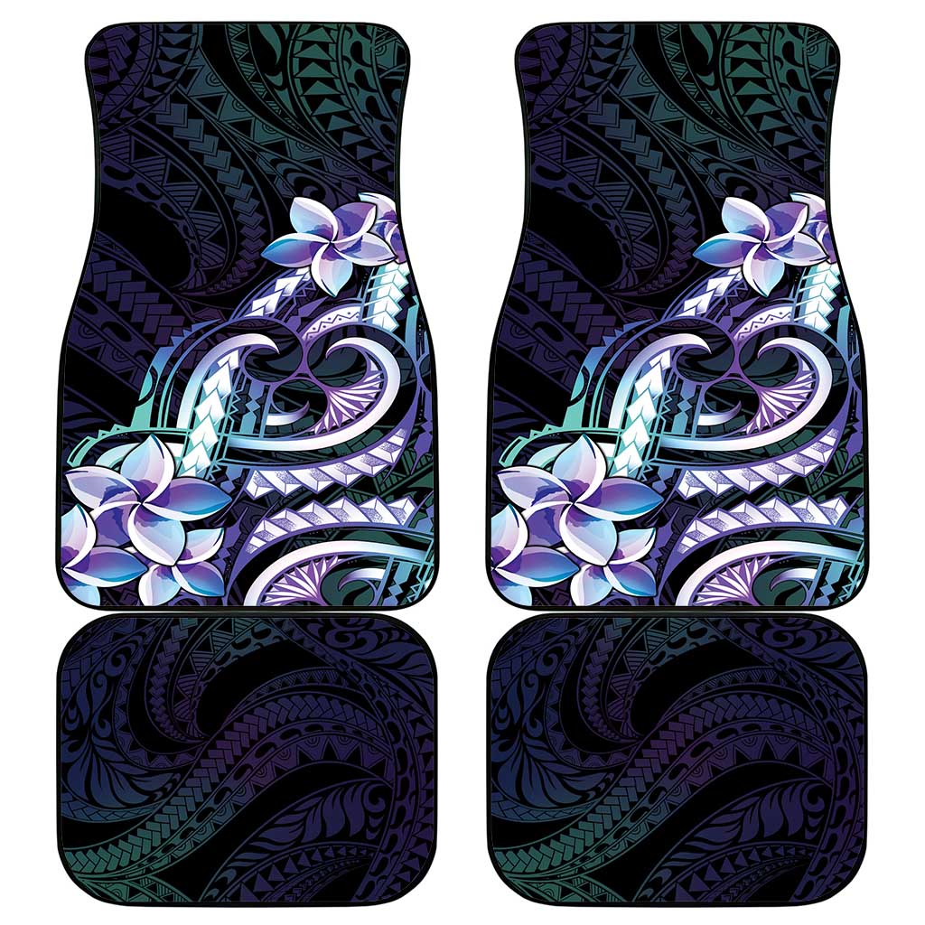 Polynesian Art Tattoo Car Mats Plumeria Flowers Turquoise Gradient