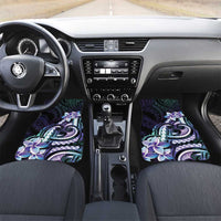 Polynesian Art Tattoo Car Mats Plumeria Flowers Turquoise Gradient