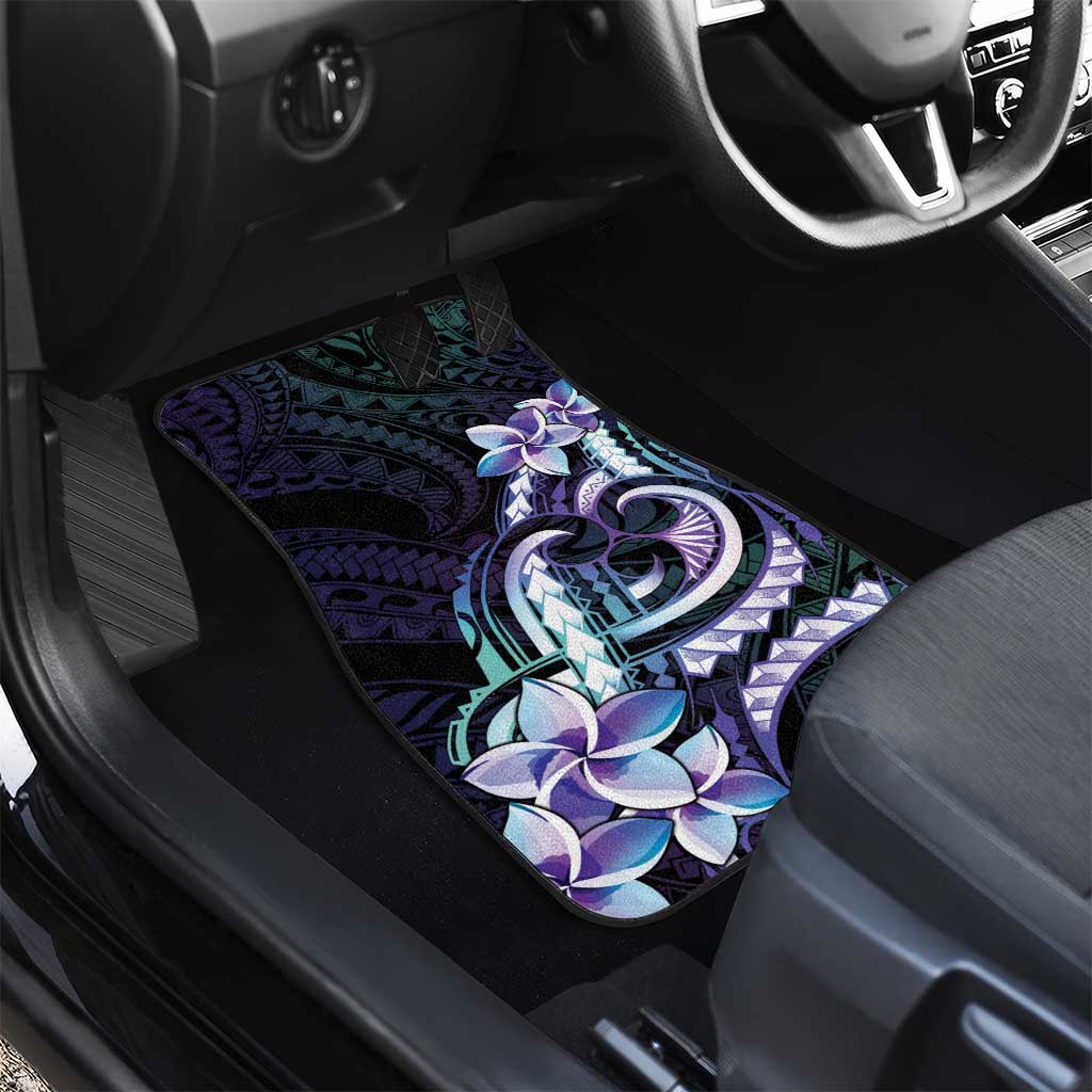 Polynesian Art Tattoo Car Mats Plumeria Flowers Turquoise Gradient