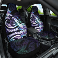 Polynesian Art Tattoo Car Seat Cover Plumeria Flowers Turquoise Gradient