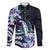 Polynesian Art Tattoo Family Matching Long Sleeve Bodycon Dress and Hawaiian Shirt Plumeria Flowers Turquoise Gradient