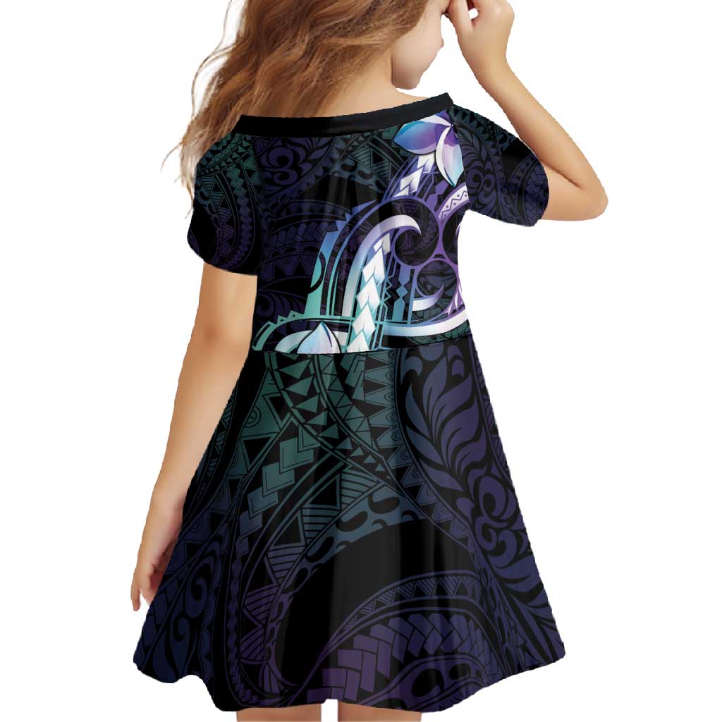 Polynesian Art Tattoo Family Matching Off Shoulder Maxi Dress and Hawaiian Shirt Plumeria Flowers Turquoise Gradient