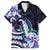 Polynesian Art Tattoo Family Matching Tank Maxi Dress and Hawaiian Shirt Plumeria Flowers Turquoise Gradient