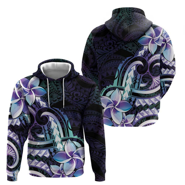Polynesian Pride Plumeria Flowers Hoodie Polynesian Tribal Green Vibe LT9 main image 1