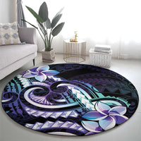 Polynesian Art Tattoo Round Carpet Plumeria Flowers Turquoise Gradient LT05 - Polynesian Pride