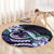 Polynesian Art Tattoo Round Carpet Plumeria Flowers Turquoise Gradient