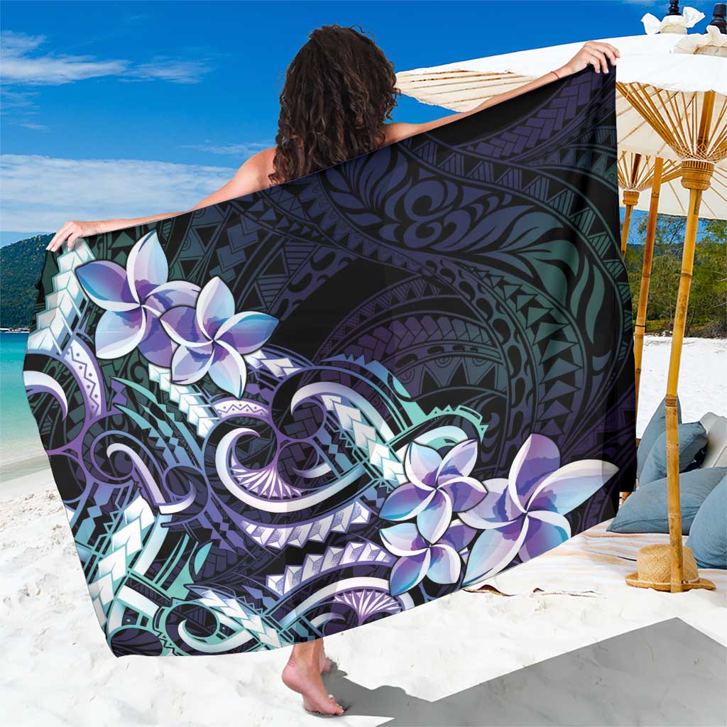 Polynesian Art Tattoo Sarong Plumeria Flowers Turquoise Gradient LT05 One Size 44 x 66 inches Turquoise - Polynesian Pride